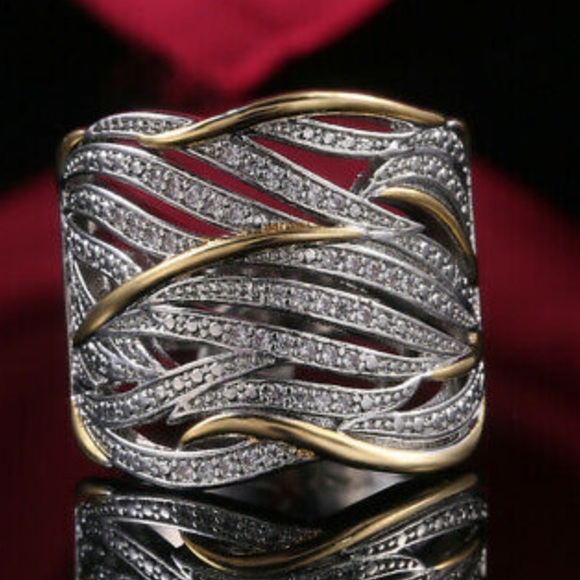 NEW Gorgeous 925 Sterling Silver Two tone Ring - Picture 5 of 10